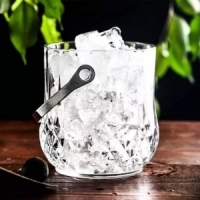 Ice bucket with tongs Glass Crystal Beverage Tub