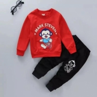 Red and black Boy Clothing Set Kids sweat shirt plus sweat Pants 