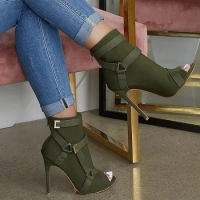 Classy Jungle Green Heel Boots for Ladies 38 to 42