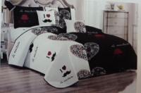 Black and white love theme bedcover set 7by8 1 bedcover 1 bedsheet 2 pillowcases 