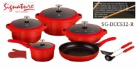 12 pcs Signature Die Cast Cookware sets SG-DCC12-R available in colour black/red
