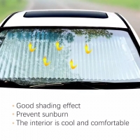 65 cm (sedan) Car retractor shade Retractable sunshade Protects car interior from sun heat with 3 cup suction making it hold firm on the windscreen 