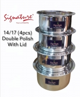 4Pc Signature aluminum sufurias double polish with lids