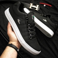 Black Canvas white Rubber soled laced Lacoste Shoes