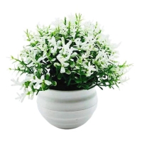 Generic 1 Set Artificial Plant Pot Ornamental Photo Props-White