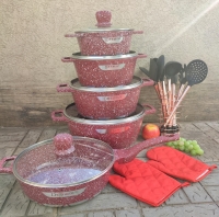 red 12pcs Granite cookware set