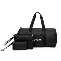 3PCS Waterproof Oxford Cloth Shoulder Bag Wet-dry Seperation Shoes Bag Fitness Yoga Handbag Travel Luggage Bag..no.5...Black