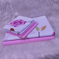 pink and white blended high standard pure cotton 6 in 1 bedsheets and pillow cases 