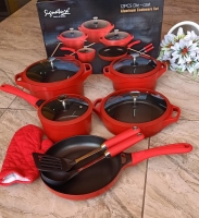 quality red 12pcs aluminium die cast cookware