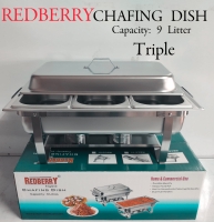 Triple Redberry Chafing Dish Capacity 9 liter food warmer