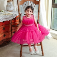 Hot pink kids party dress For ages from 2 years to 5 years