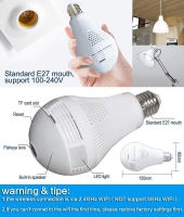 WiFi Enabled CCTV Camera bulb with Night Vision and HD video format on a V380 Pro App and Full 360 degrees angle viewing