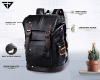 Fur Jaden Black Leatherette Anti Theft Casual Laptop Backpack with 15.6 Inch Laptop Pocket...B18