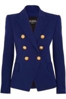 New autumn winter soft Navy blue office jacket coat double breasted women blazer balmain official blazer available in ;white ,black ,red ,peach ,jungle green ,navy blue ,mustard yellow  sizes small, m