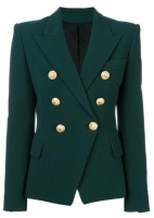New autumn winter soft Jungle Green office jacket coat double breasted women blazer balmain official blazer available in ;white ,black ,red ,peach ,jungle green ,navy blue mustard yellow sizes s/m/l/x