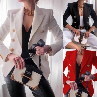 New autumn winter soft Red office jacket coat double breasted women blazer balmain official blazer available in ;white ,black ,red ,peach ,jungle green ,navy blue mustard yellow