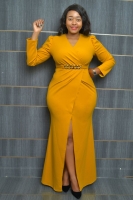 Women basic yellow dress