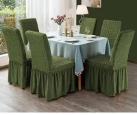 Quality set of 6 stretchable Green solid color Chair Cover Slip Covers without Cushion covers quality seat covers Superior fabric Fits any size chair cover Stays in place Easy installation Machine was