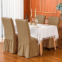 Quality set of 6 stretchable Brown Chair Cover Slip Covers without Cushion covers quality seat covers Superior fabric Fits any size chair cover Stays in place Easy installation Machine washable