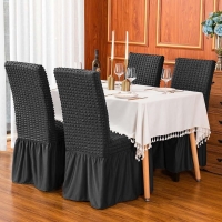 Quality set of 6 stretchable Grey Chair Cover Slip Covers without Cushion covers quality seat covers Superior fabric Fits any size chair cover Stays in place Easy installation Machine washable