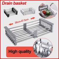 Buy new Adjustable Over Sink, Kitchen Food Strainers, Dish Drying Rack Stainless Steel Kitchen Storage Basket Drain Holder Rustproof Home Organizer for Fruits, Vegetables, Dishes, Kitchen Tools