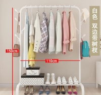 Double Pole Clothing Rack With Lower Storage Shelf for Boxes /Shoes