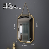  Iron Square Mirror for Bathroom Dormitory Decoration Cosmetic Mirror Retro Art Hanging Crafts (Color : A, Size : 24.5x35.5cm)// Octagon shape Wall Mirror
