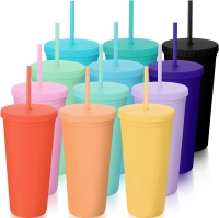 STRATA CUPS BUNDLE! Skinny Tumblers //  Matte Pastel Colored Acrylic Tumblers with Lids and Straws// Water tumbler bottle