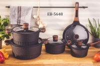 Dependable EB-5648 10pc Edenburg Cookware ceramic-marbled coat, non-stick coating, PFOA free Material: pressed aluminum /edinburg/edinberg/edenburg/