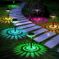 Solar Pathway Lights Color Changing 6 Pack, RGB IP67 Waterproof Solar Outdoor Lights, Bright LED Landscape Path Lighting Decoration for Walkway Yard Garden Lawn Patio (Multicolor & Warm White)