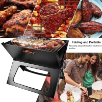 Order Portable Charcoal Grill, Moclever Space-saving & Foldable BBQ Barbecue Grill, Large Grilling Surface and Capacity Grill for Camping, Travel, Garden, Outdoor