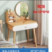 Trendy brown Modern dressing table/makeup table Dresser size:80cm*40cm*120cm Normal mirror 36cm diameter Comes unassembled but with a manual dressing mirror