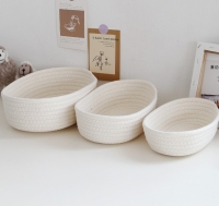 Haofy Woven Storage Baskets Cotton Rope Storage 3 Pieces for Gifts WHITE