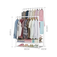 White Urban Double Pole Clothing Rack With Lower Storage Shelf for Boxes /Shoes  Dimensions (L*W *H) 146 x 43 x 80cm