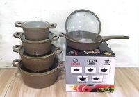 Original 11PC Granite Coating Set Bosch Cookware with Silicon lid covers Made in Germany Includes 4 Ports and 1 Source Pan