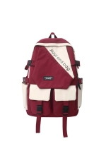 New Backpack Fashion Bag Rucksack Fashion Women Backpack Waterproof Nylon Unisex School Bag Solid Color Men Shoulder Bag Female Student Backbag Travel Bag [Maroon]