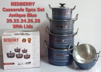 Buy Heavy duty casserole set Redberry cookware 5pcs aluminium casseroles with lids. Antique copper [BLUE]