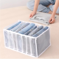 Order Generic Jeans organizer pack// Clothing Organizer Washable Drawer Dividers 7 Girds Foldable Closet Jeans Compartment Storage Box Dresser Organizers Clear Mesh Separation Box for Underwear Bra Legging Pants T-Shirt