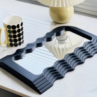 Trendy Aesthetic Wavy Ultrafragola Mirror for Makeup Table and Vanity Cute Y2K Room and Home Decor [BLACK]
