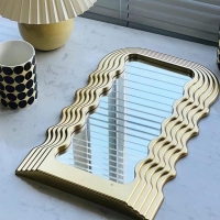 Buy latest Trendy Aesthetic Wavy Ultrafragola Mirror for Makeup Table and Vanity Cute Y2K Room and Home Decor [Gold]