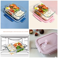3 Grid Microwave Large Capacity 1200mls- Safe Borosilicate Glass Lunch Box