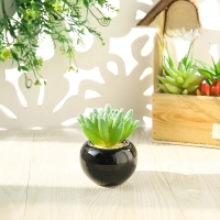 Green Flocking Artificial Succulent plant  Home Garden Decoration Flower Arrangement,Desktop Ornament Plant with Pot