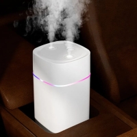 Air Humidifier 600ml Humidifier Aromatherapy Essential Oil Diffuser Night Light Purified Air Humidifier Ultrasonic USB Air Cool Machine Humidifiers (Color : WHITE)