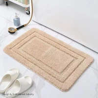 PIBM Shaggy Bathroom Rug,Soft Thick Bath Mat Absorbent Microfiber Bathroom Mat,Non Slip Reversible Carpet Non Shedding Doormat for Bathroom Floor Tub Shower-Beige 45x120cm(18x47inch