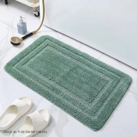 Generic Soft Texture Bathroom Rug - Strong Water Absorption and Easy Cleaning Prompt and Strong Absorption Polyester Non-Slid, Light Green, 40x60CM