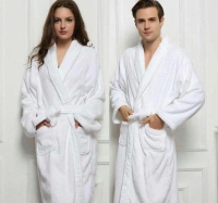 Beautiful Cotton Paradise Mens and Womens Robe, Warm Fleece Unisex Bathrobes, Plush Couple Robes [WHITE]