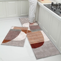 Brown Stripe Kitchen Rug Sets 2 Piece - Kitchen Mat Memory Foam Long Runner Sets,Waterproof Oil Resistant Floor Kitchen Carpet Non Slip Washable For Sink Kitchen Hallway,Show,45*75+45*150Cm