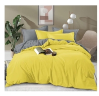 Yellow Duvet Cover 6*6 Size, 100% Washed Cotton 1 Duvet Cover, 1 bedsheet and 2 Pillowcases, Ultra Soft and Easy Care Breathable Cozy Bedding Set