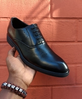 Black Leather Oxford Shoes Laced Official shoes rubber sole and a leather upper For durability, wedding shoes size 39 to 45