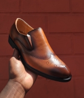 Brown Men laceless Official Shoes Dark brown Leather Shoes Official Boots rubber sole and a leather upper For durability, Wedding Shoes size 39 to 45